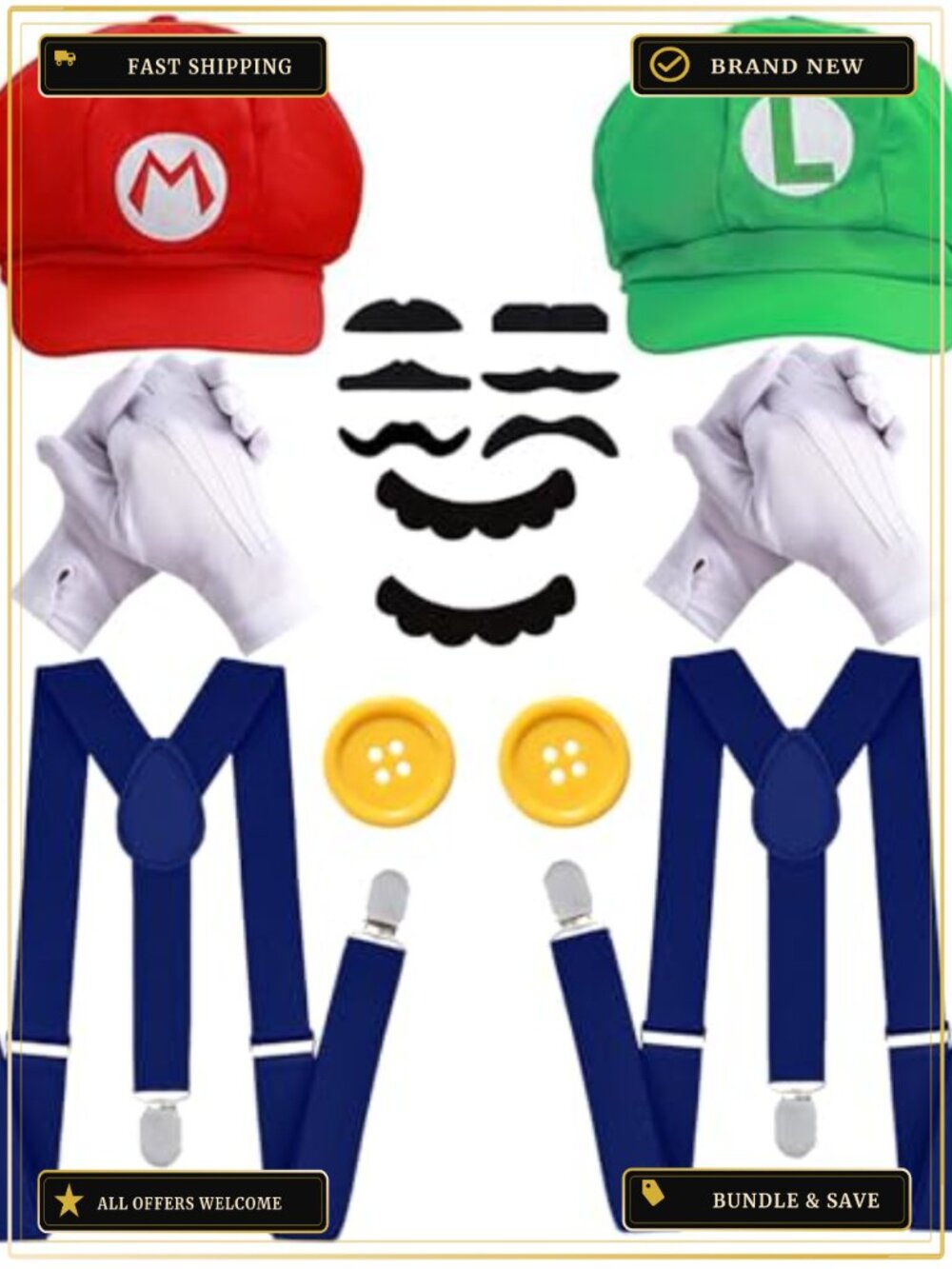 Adult Halloween Cosplay Costume Set Hats Gloves Suspenders Accessories Kit